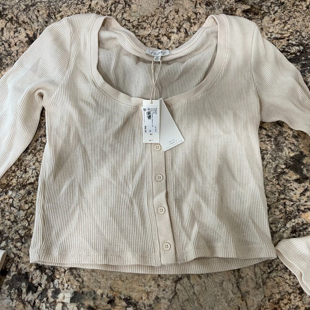 Mixology Z Supply Ciana Cropped Waffle Top